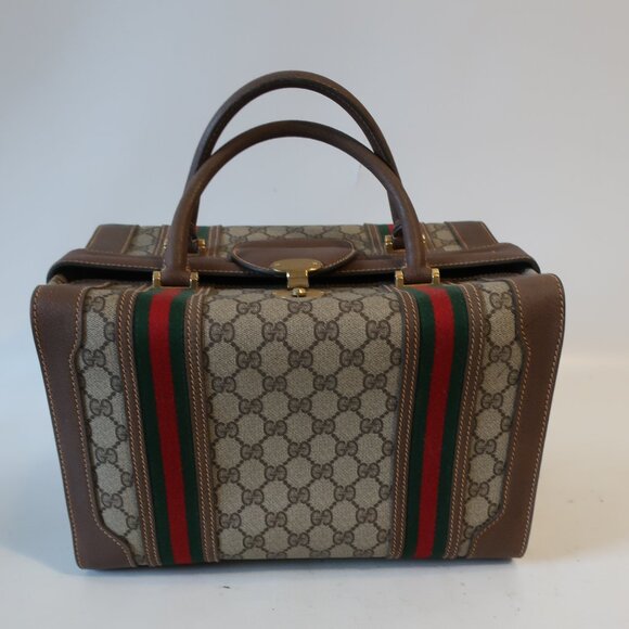 NWD Gucci Beige Web Guccissima Canvas Leather Vanity Train Trunk Travel Case - Picture 7 of 16